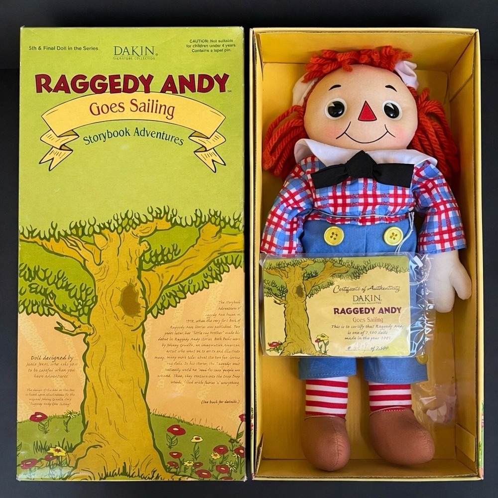 VTG Dakin Raggedy Andy Goes Sailing Doll 2001 LE 7500 #6819 NIB COA 15"